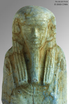 Blue faience shawabti, Dyn.18
