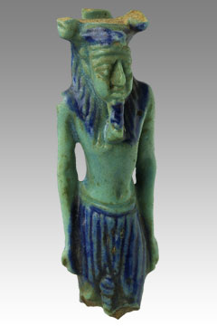 Faience figurine of a king striding, Dyn. 22