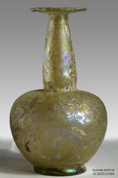 Golden iridescent flask, Syria, 300-400 AD