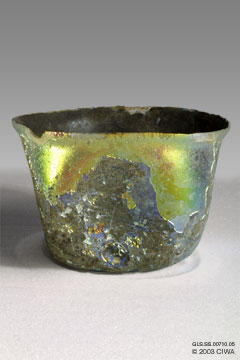 Iridescent glass cup, Syria, 180-250 AD