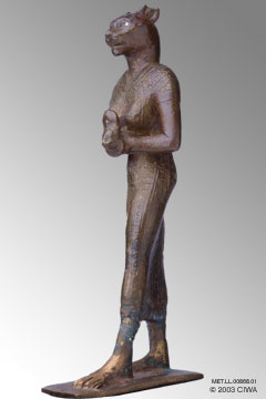 Gilded bronze of Bastet, Dyn. 22