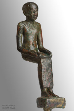 Bronze Imhotep seated, Dyn. 25 (?)