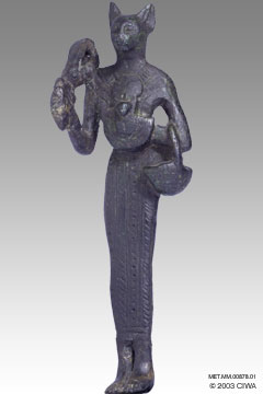 Bronze statuette of Bastet, Dyn. 22