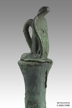 Staff finial,Tefnut rearing up, Dyn. 20-21