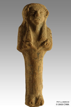 Crude pottery shawabti, Late Dyn. 20
