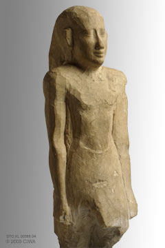 Unfinished stone statue, Dyn. 19
