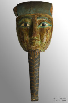 Face from a sarcophagus lid, Dyn. 26