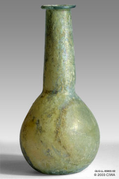 Pyriform glass bottle, Roman, 80-150 AD