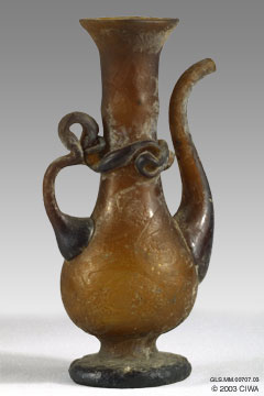 Islamic glass juglet, Syria, 800-900 AD