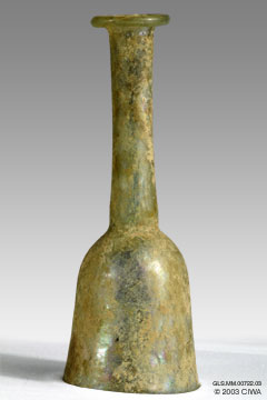 Bell-shaped glass unguentarium, 80-150 AD