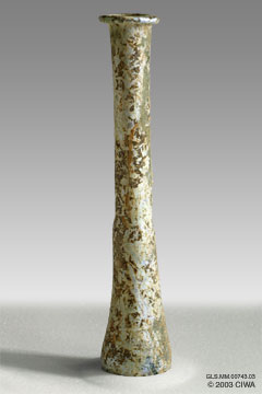 Iridescent glass unguentarium, 1-100 AD