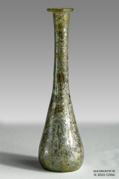 Iridescent glass unguentarium, 1-100 AD