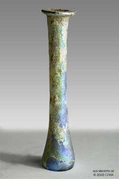 Iridescent glass unguentarium, 1-100 AD