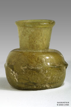 Translucent glass flask, Palestine 600-700 AD