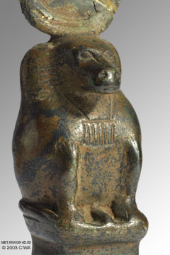 Staff finial, Thoth as a baboon, Dyn. 26