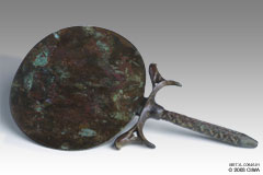 Bronze mirror, double Horus, Dyn. 12