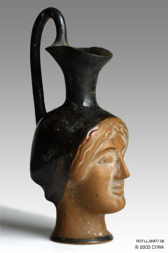 Anthropomorphic oinochoe, Greece, 550 BC